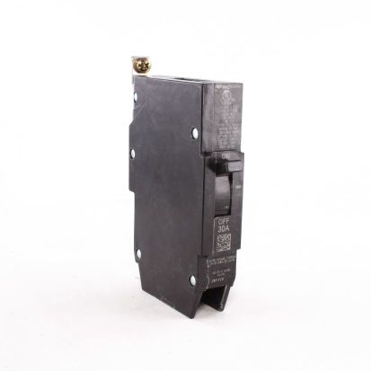 GE TEY130 Compact Lighting Panel Circuit Breaker With Copper/Aluminum Load Lug, 120/240/277 VAC, 30 A, 65/14 kA Interrupt, 1 Pole, LI/Non-Interchangeable Thermal Magnetic Trip